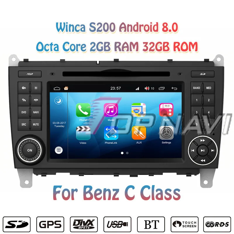 Perfect Topnavi Octa Core S200 Android 8.0 Car DVD Multimedia Player for Benz C class Audio Radio Stereo 2DIN GPS Navigation Autovideo 0
