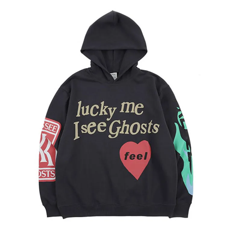 Letter Graffiti Hoodie Kanye West KIDS SEE GHOSTS Hoodie Men Women Streetwear Pullover Sweatshirts HipHip skateboard Hoodie - Цвет: 3