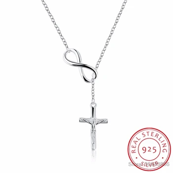 

Cross & Infinity Solid 925 Sterling Silver Pendant Necklace Women Fine Jewelry Best Christmas Gift for Ladies