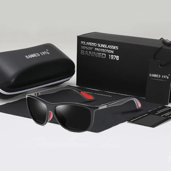 Фирменный дизайн HD поляризованные солнцезащитные очки мужские водительские оттенки Мужские Винтажные Солнцезащитные очки для мужчин и женщин зеркальные летние UV400 Oculos - Цвет линз: shiny black