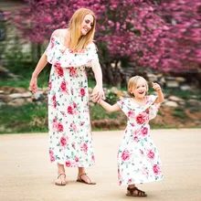 mother daughter matching clothes little girl floral casual family look sister sexy mom and daughter dress summer print fashion summer mother and daughter dress family look children golden floral jacquard aline dress kids