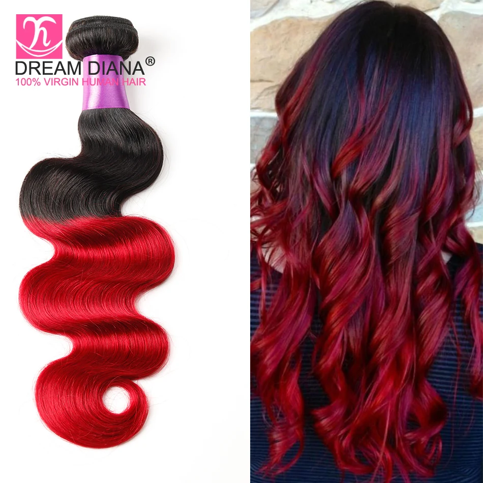 7a T1b Blue 1b Purple 1b Red Brazilian Body Wave Ombre