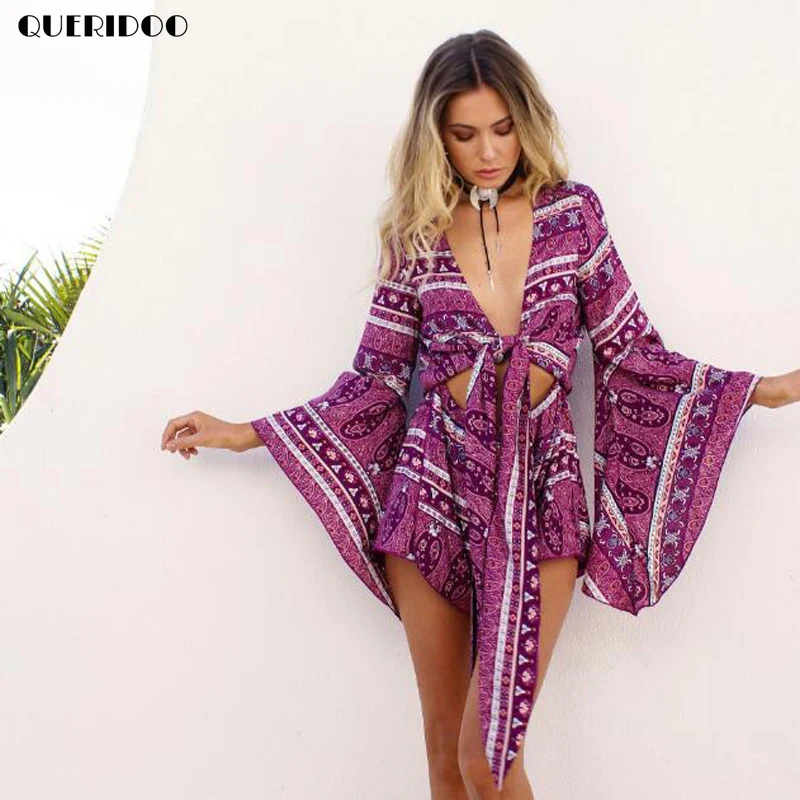 Чешский детский комбинезон женщин 2017 boho печати форме крыла летучей мыши рукав