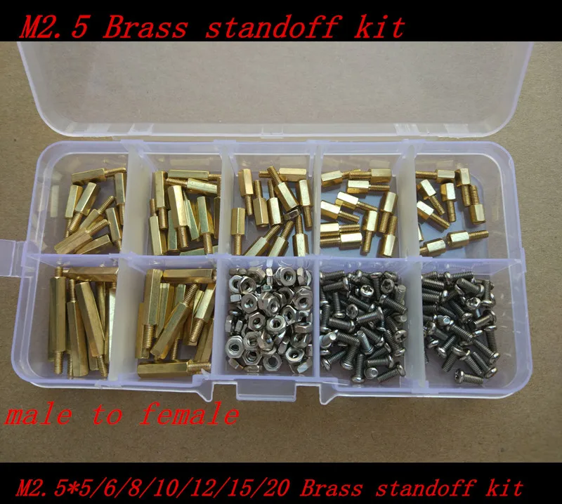 230pcs M2.5 2.5mm Brass Standoff Spacer Male x Female With M2.5*6 Pan