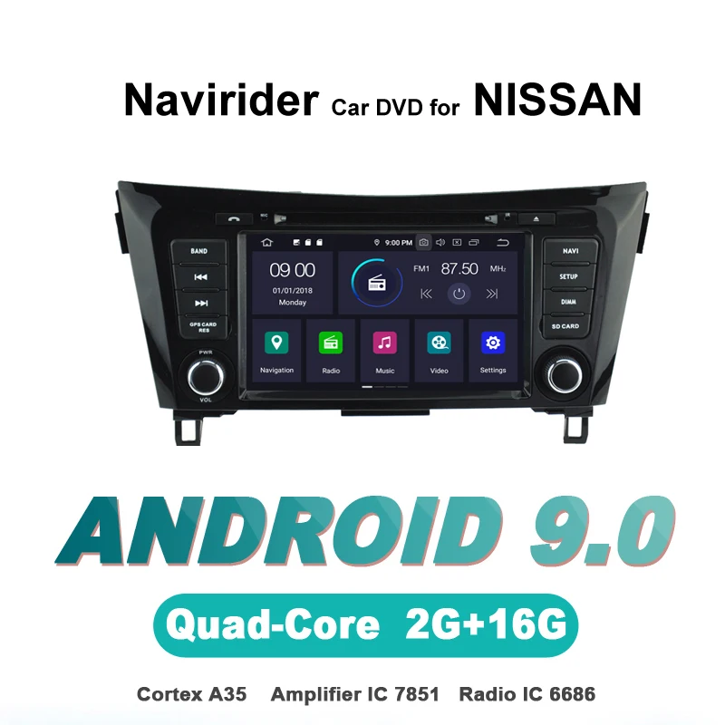 

Navirider autoradio gps navigation android 9.0 car radio Player for NISSAN X-TRAIL QASHQAI AUX Bluetooth stereo auto accessories