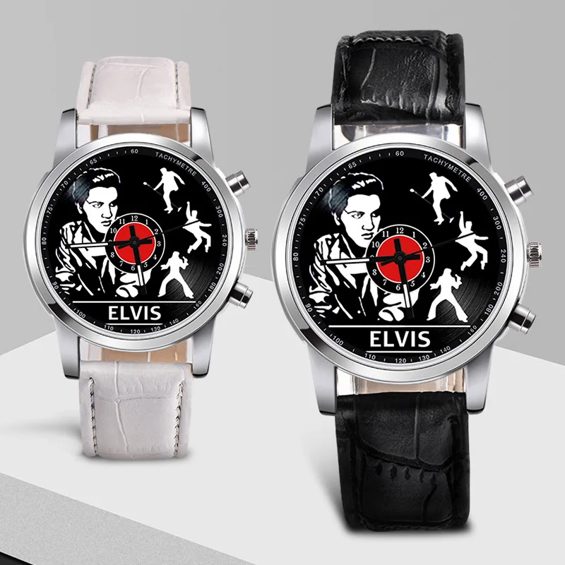 Часы мужские кожаные Роскошные Elvis часы Пресли Rock whisky повседневные виниловые