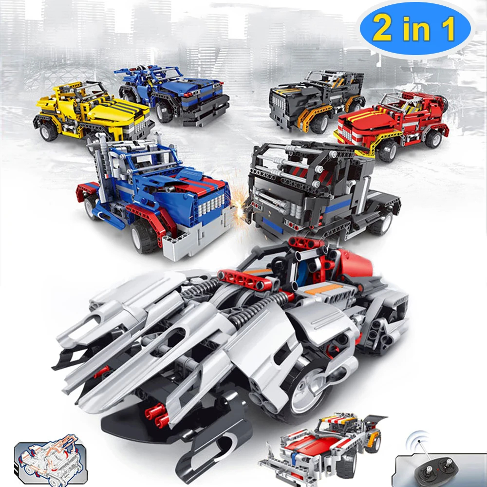

Hot Sales Remote Control RC Cars Toys Educational Creative 2 In 1 Electric DIY Assembled Building Blocks Car Xmas Gifts For Kids