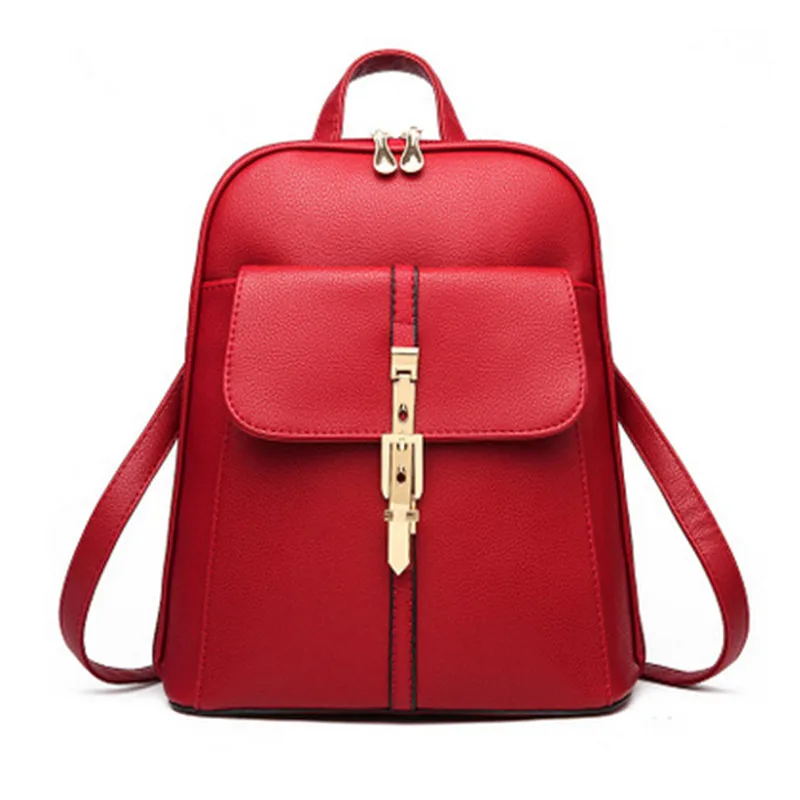 

2019 Summer Leisure Women Backpack Clutch Bag PU Female Leather Brand Red Zipper School Bag Embossing Bolsos Mujer Mochila