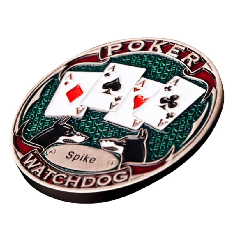 FGHGF цинковый сплав Часы Собаки покерная колода в стиле ретро карта защита крышка чип PokerStars Дилер Кнопка карты протектор голова к хвосту гадания - Цвет: Многоцветный