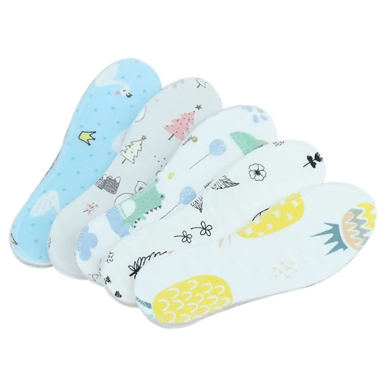 

5 Pairs/Set Kids Insole Shoe Pads Children Cartoon Print Non-slip Breathable Cushion Soft Comfortable Sweat Absorb Gauze Univers