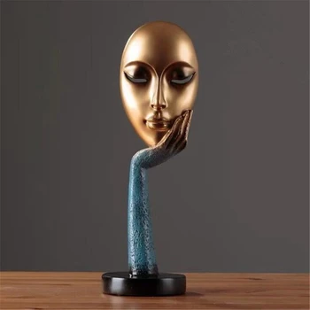 

LUDA Modern Human Meditators Abstract Lady Face Character Resin Statues Sculpture Art Crafts Figurine Home Decorative Display