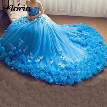 

Flower Evening Dresses 2018 Aibye Muslim Sleeveless Formal Prom Dress Turkish Ball Gown Long Train Party Gowns Robe de soiree