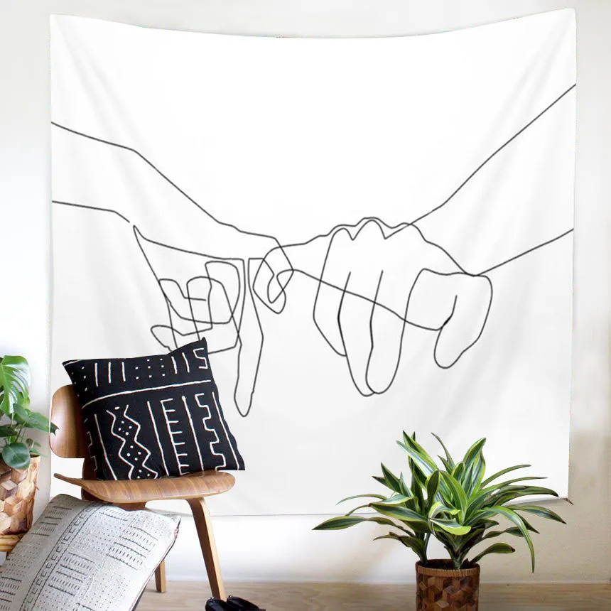 

Line couples fingers Hanging Tapestry Simple Design Line Wall Decor Bedspread Yoga Mat Picnic Cloth Home & Living Home Bedroom