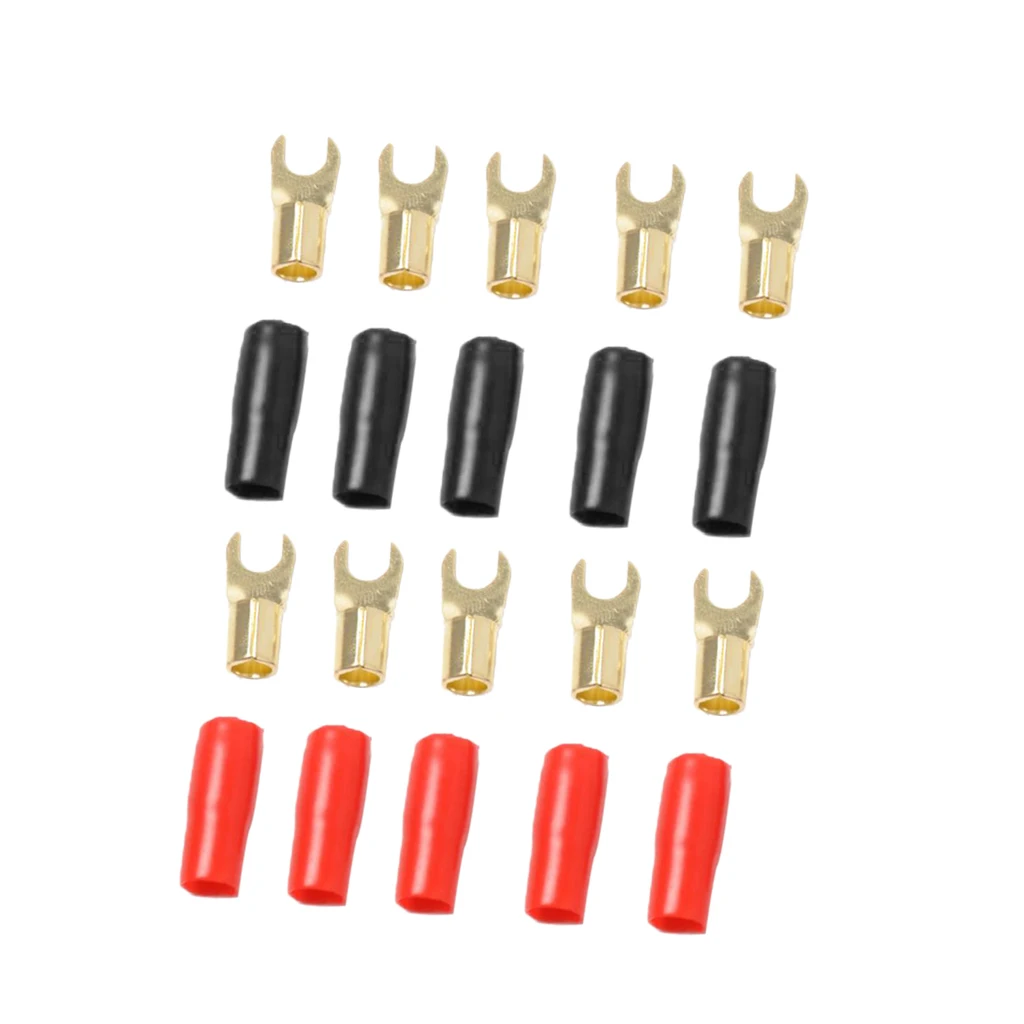 5 Pairs 8 AWG Power Ground Wire Connectors Assortment Crimp Fork Terminals