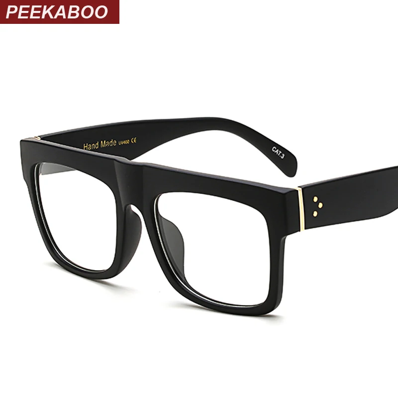 Peekaboo matte black glasses frames for men square clear transparent