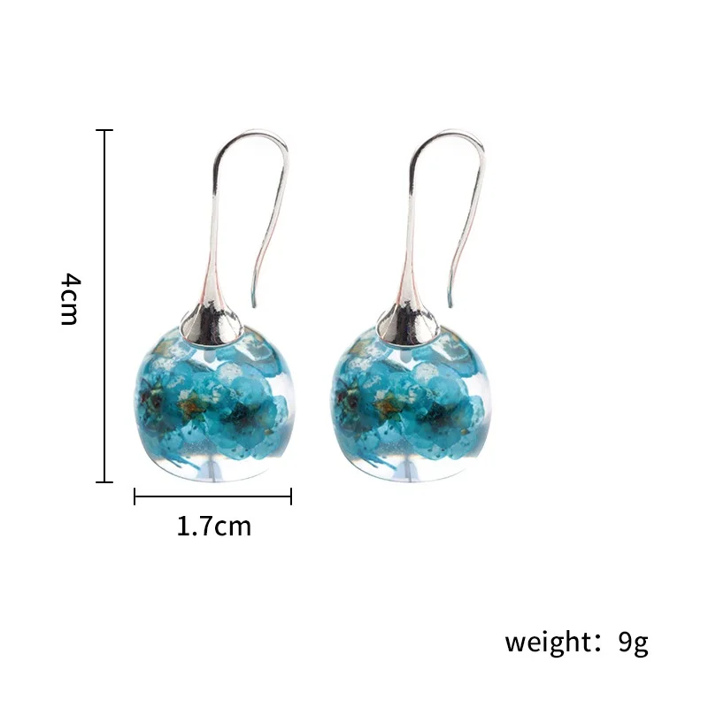 New creative Real Blossom Earrings Flowers In Resin Spheres Silvers ox Earwires Big Gift For Her | Украшения и аксессуары