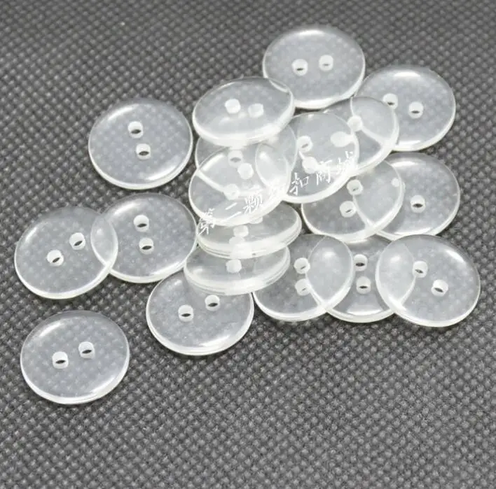 Buy 100P 10MM Transparent 2 Holes Plastic Buttons
