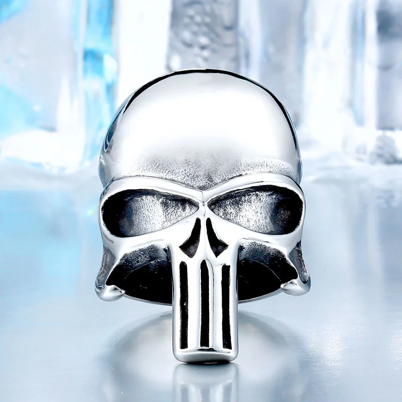 BEIER Drop shipping 2018 New Cool Stainless Steel Fashion Punisher Skull Ring Punk Unqiue Jewelry For Men free shipping BR8-407