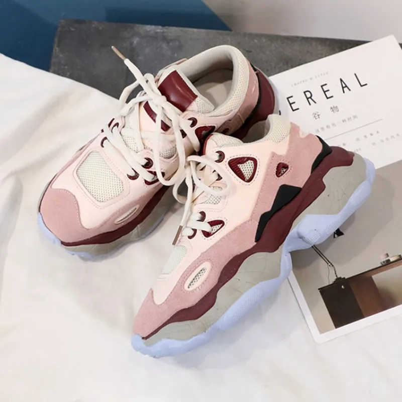 

Women Vulcanize Shoes Chunky Sneakers Fashion Dad Shoes For Women Spring Autumn White Shoes Platform Casual Shoes Tenis Feminino