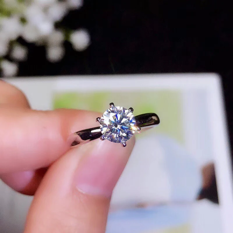 Women's Enchanting Sterling Silver Moissanite Stone Ring Display 4