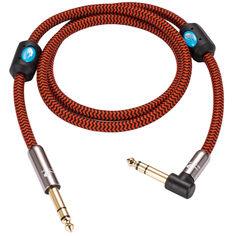 Hifi Audio Cable Straight 6.35mm to Angle 6.35mm Stereo TRS Jack 1/4