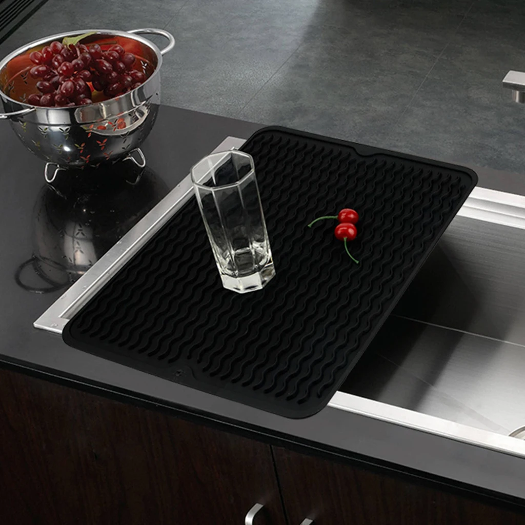 Кухонный квадратный силиконовый коврик для сушки посуды премиум-класса, термостойкая посуда, чашка для посуды, подушка, коврик для посуды, столовый коврик