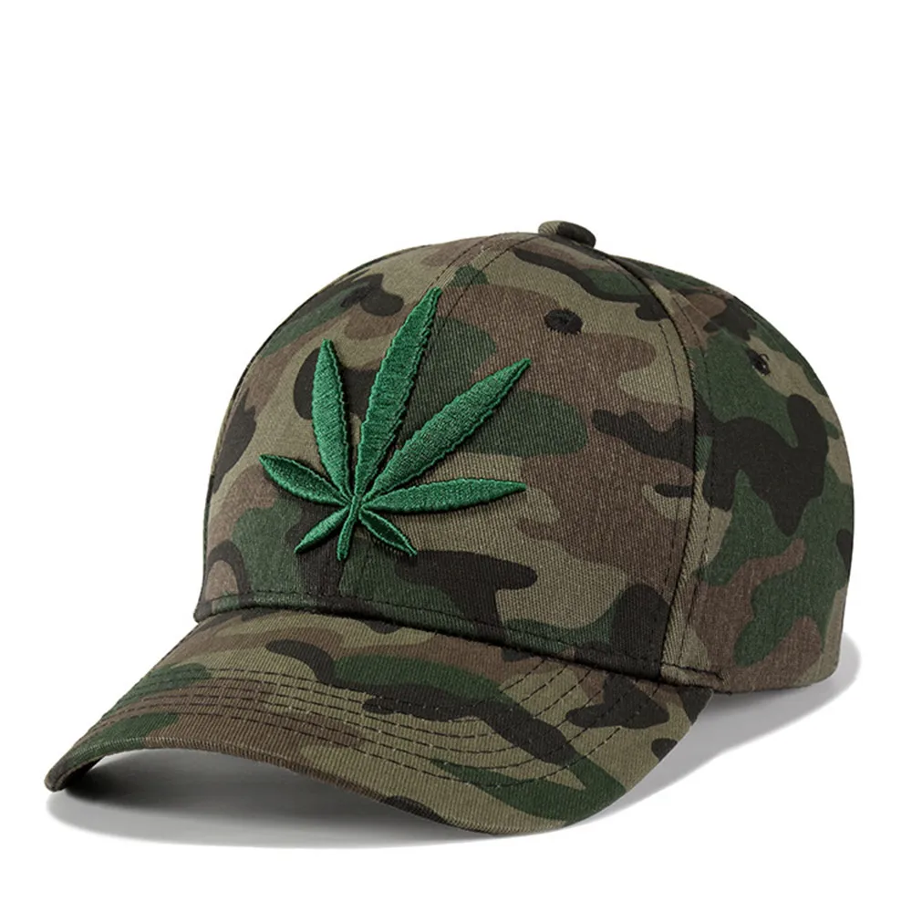 Wuke Hemp Leaf Embroidery Sports Outdoors Cap Hip Hop Casquette Fashion