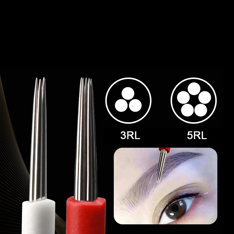 

Disposable Microblading Tool Tattoo Needles 3RL/5RL Permanent Makeup Supplies Eyebrow Round Fog Needle Microblading Blade 50pcs