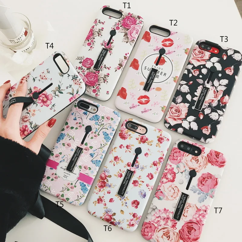 

YISHANGOU 3D Emboss Flower Phone Case For iPhone X 10 8 Plus Beauty Girls Full Cover Protect Stand Capa For iPhone 6 6S 7 Plus