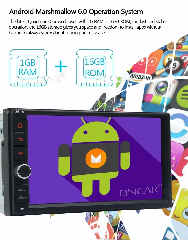 7 &quotавтомобильный стерео Android 6 0 двойной Din gps в тире Авто радио автомобиля