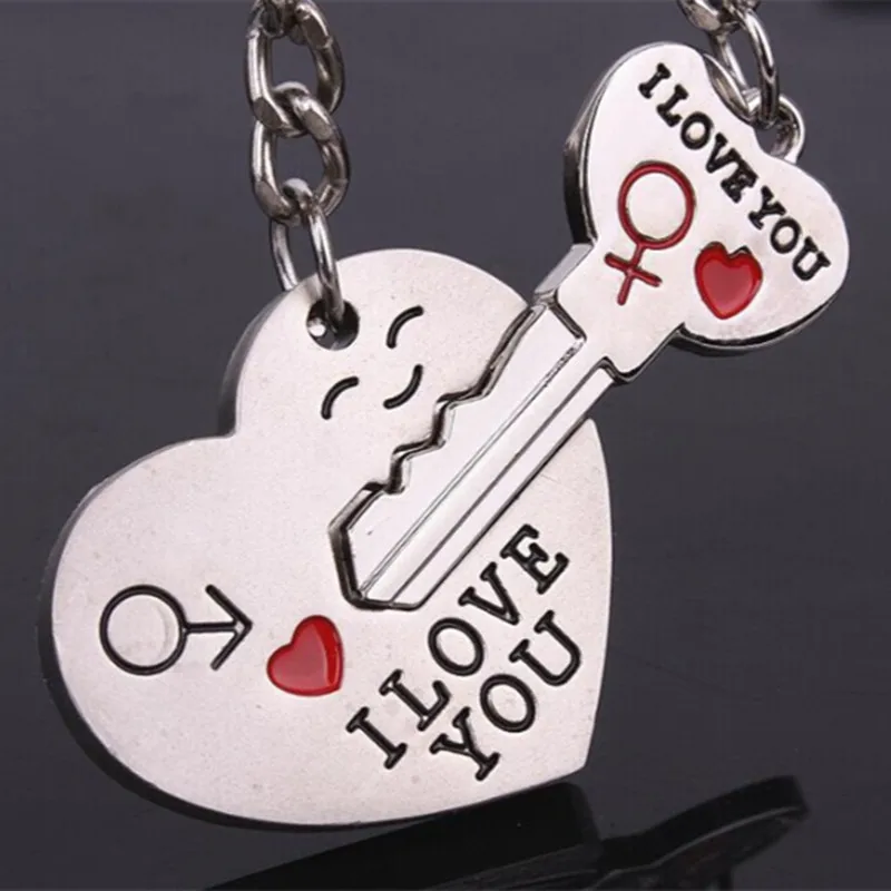 

1pair Lovers' Couple Keychain I LOVE YOU Letter Heart Keyring Metal Love Key Chain Souvenirs Gifts