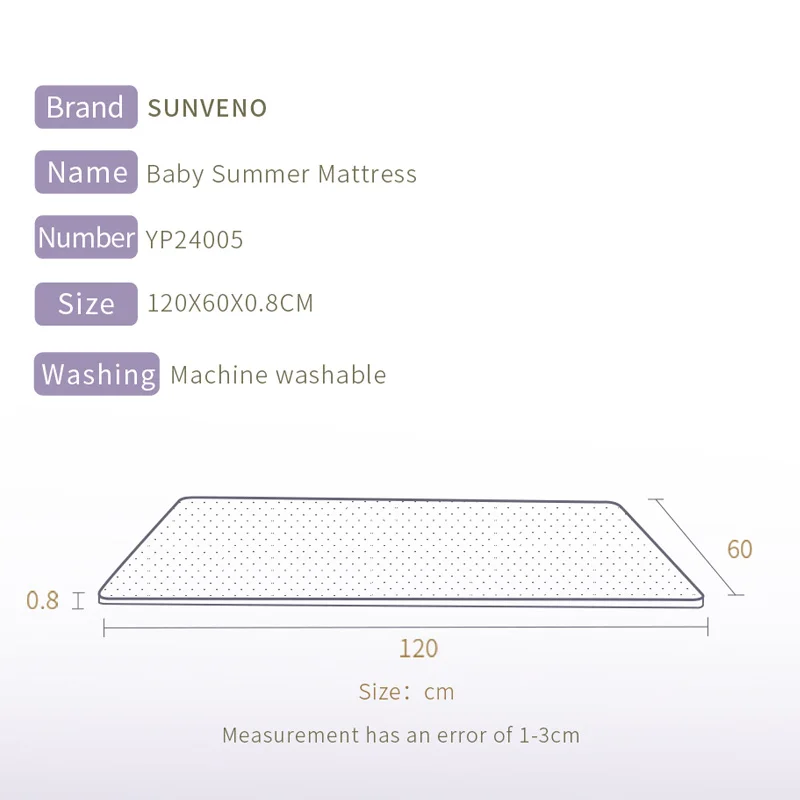 Sunveno Baby mattress Newborn Breathable Mattress Baby Room Decor Bedding Mattress