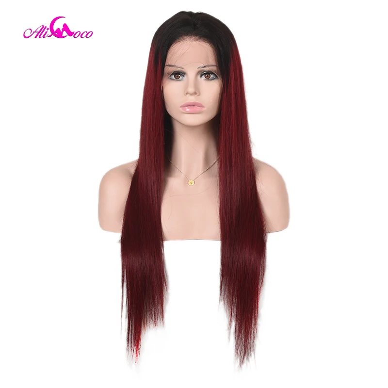 

Ali Coco 13x4 Straight Lace Front Wigs 1B/99J 8-28 Inch Brazilian Remy Lace Front Human Hair Wigs For Black Women