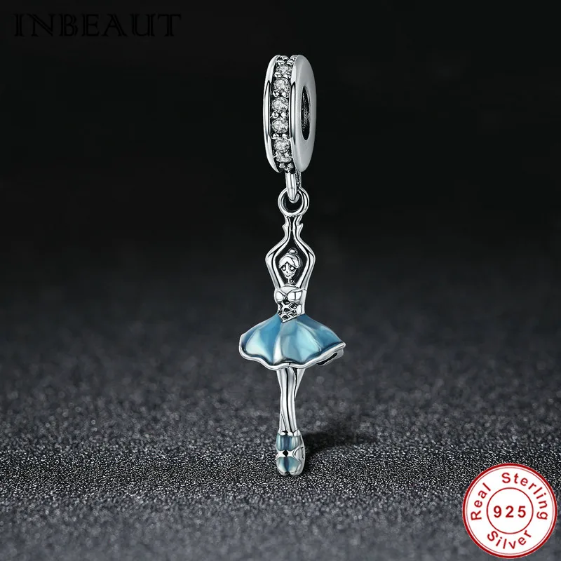 INBEAUT 100% Настоящее серебро 925 пробы милый балетный кулон для девочки бусы женская