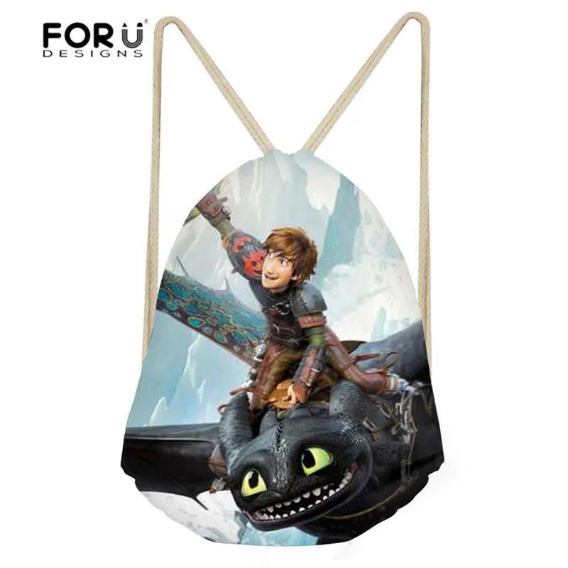 

FORUDESIGNS How to Train Your Dragon Printing Drawstring Bag Children Backpack Small School Bags for Kids Boys Cartoon Softback