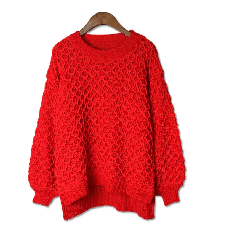 2017 Europe New Fashion Women Girls Thick Winter Warm Lady Knitted Sweater Tops Loose Solid Color Casual Knitting Pullover Tops