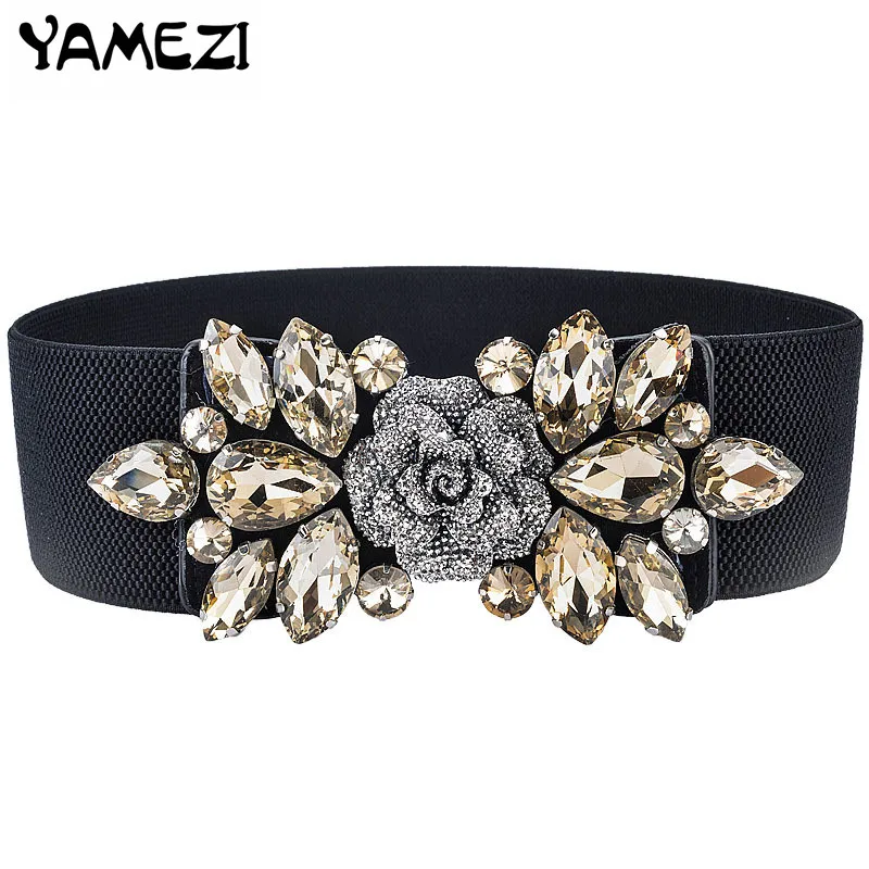 New Rhinestone Belt Crystal shiny style retro big crystal waistband