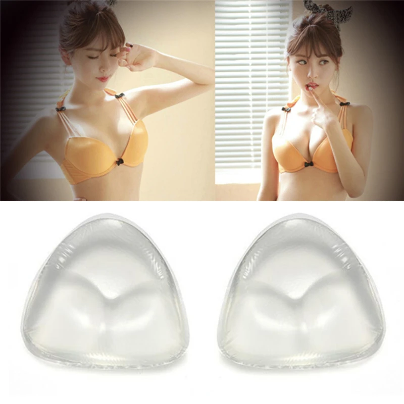 

1 pair Waterproof Reusable Silicone Bra Gel Pads Inserts Breast Enhancer Padded To Bra Push Up Breast Bikini Padding Removeable