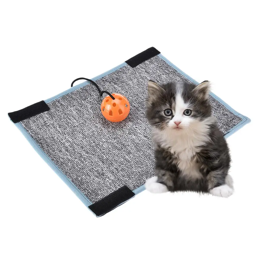Сизаль соломенный коврик кошка царапина коврик с шариком может быть зафиксирован различные ножки стола домашнее животное кошка игрушка случайный цвет мяча коврик - Цвет: A