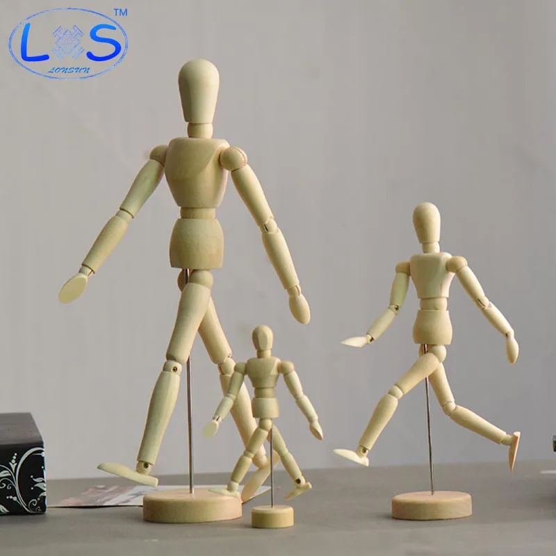 

(LONSUN)Hot Sale 12cm/20cm Joints Wooden Mannequin Toys Dolls Safe Creative Puppet Manikin Flexible Robot Painting Sketch Model