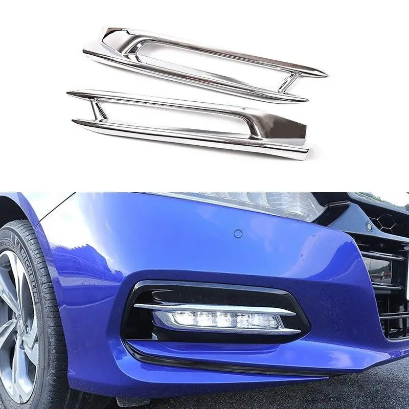 2Pcs ABS Chrome Front Bumper Fog Light cover trim For Honda Accord 2018 New Exterior Parts Chromium Styling Fashion 2Pcs ABS Chrome Front Bumper Fog Light cover trim For Honda Accord 2018 New Exterior Parts Chromium Styling Fashion