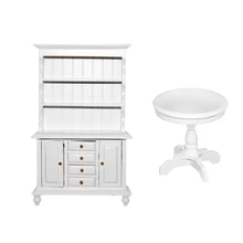 Миниатюрный роскошный белый корпус круглый стол мебель для 1/12 Кукольный дом столовая украшение спальни