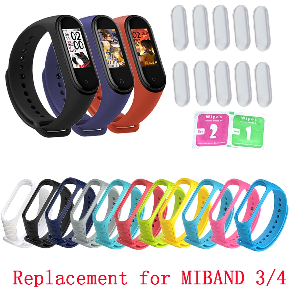 

10Pcs Screen Protector Films Wristband Replacement for Xiaomi Mi Band 4 Smart Wristband Straps For Xiaomi Mi Band 3
