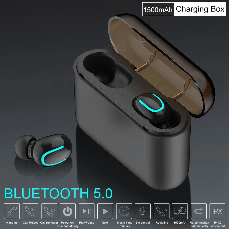 Vtin TWS Ture Earphones Wireless Bluetooth 5.0 Earbuds Waterproof TWS Headset Headphone with 1500mAh Charging Case 3D Stereo     (14)