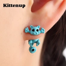 Kittenup New Multiple Color Classic Fashion Kitten Animal brincos Jewelry Cute Cat Stud Earrings For Women