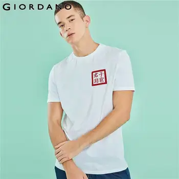 

Giordano Men Tee Shirt Men Printed Chinese Slogan Stylish T Shirt Men Crewneck Fashion Camisas Hombre