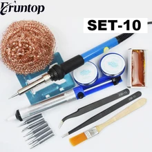 Регулируемый 60 Вт температура Электрический паяльник сварочный припой проволока тепловой карандаш 6 шт. советы инструмент для ремонта канифоль