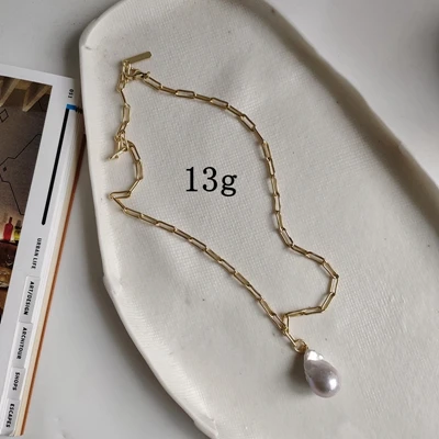 Silvology грубо обработанная цепь барокко жемчужное ожерелье 925 пробы серебро золото роскошный кулон ожерелье для женщин модные ювелирные изделия - Цвет камня: Gold
