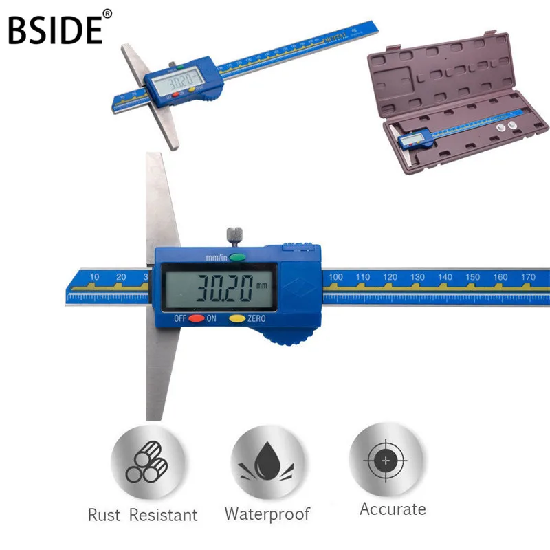 

BSIDE Digital Display Depth Caliper Measuring Range 0-150mm Stainless Steel Micrometer Electronic Tool