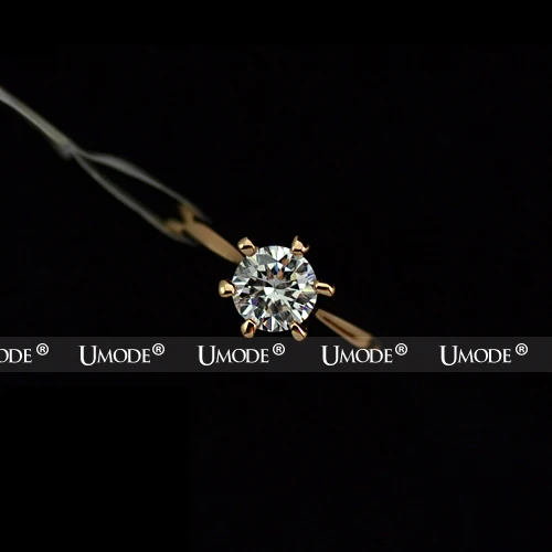 UMODE Rose Gold Color Classic 6 Prong Sparkling Solitaire Aneis Feminino 1ct CZ Wedding Rings JR0012A
